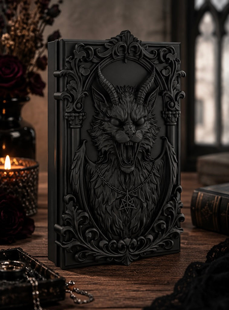 Demonic Horned Gothic Cat Wall Plaque
