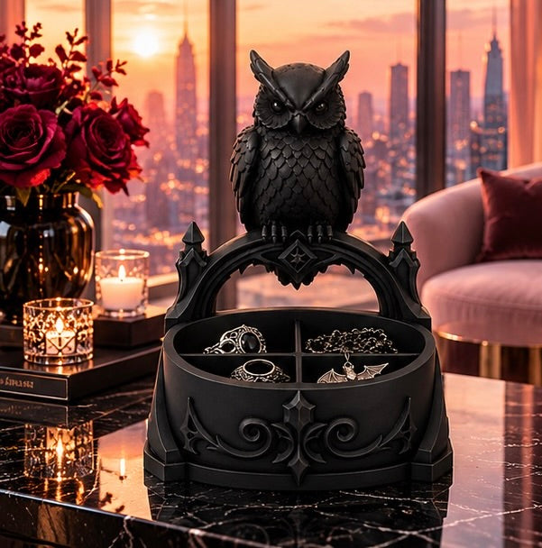 Gothic Owl Jewelry Organizer Witchy Decor