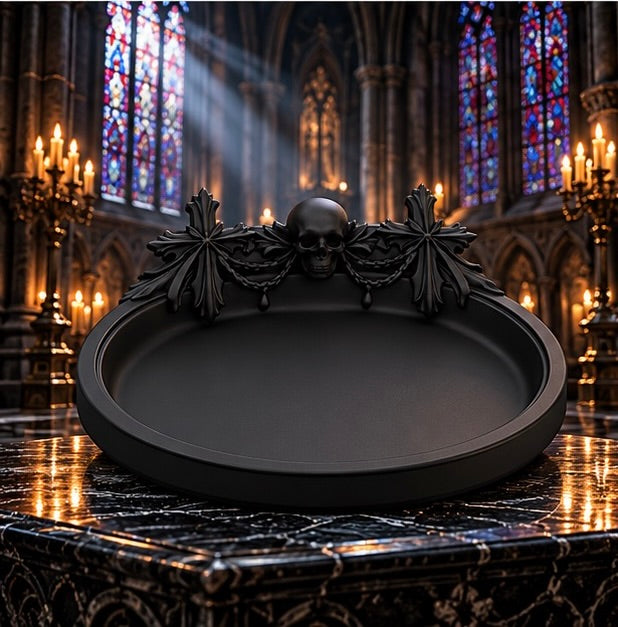 Gothic Skull Cross Jewelry Tray Dark Trinket Dish