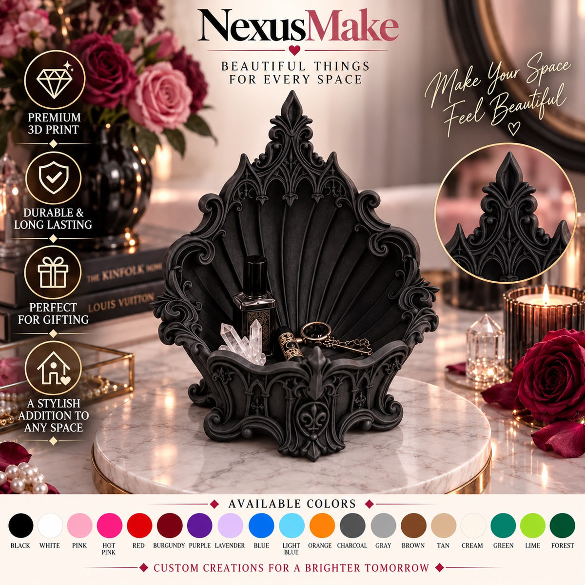 Gothic Shell Trinket Organizer Baroque Vanity