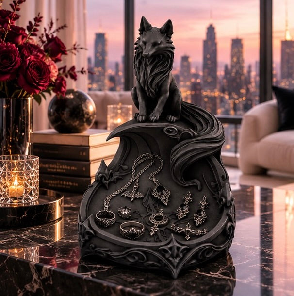 Goth Fox Jewelry Organizer Fantasy Trinket Tray