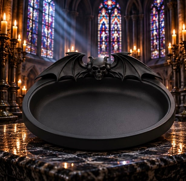 Demonic Bat Jewelry Tray Gothic Skull Trinket
