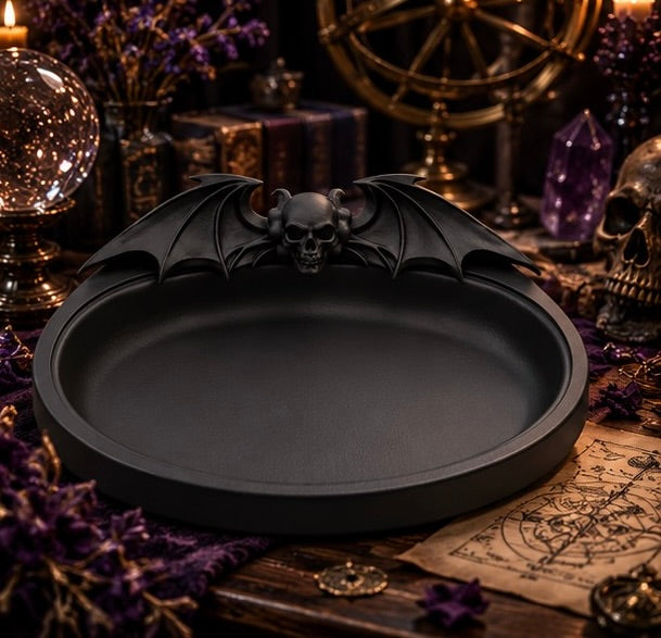 Demonic Bat Jewelry Tray Gothic Skull Trinket