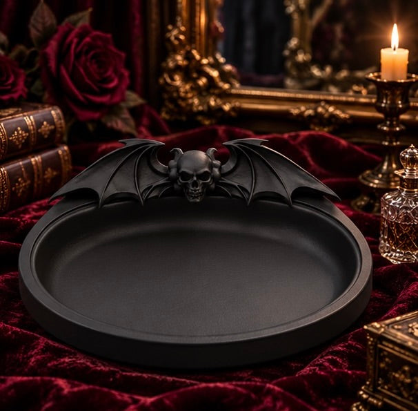 Demonic Bat Jewelry Tray Gothic Skull Trinket