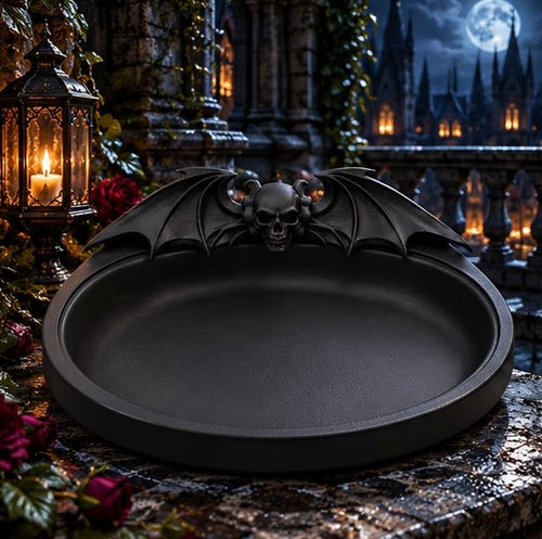 Demonic Bat Jewelry Tray Gothic Skull Trinket