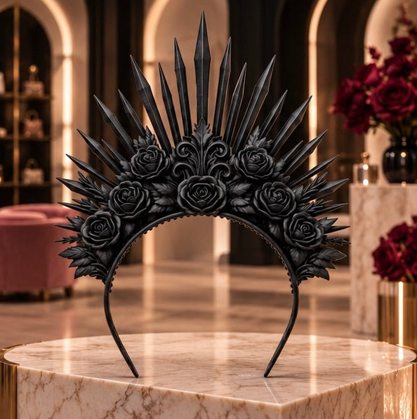 Goth Rose Crown Gothic Floral Headdress Headpiece