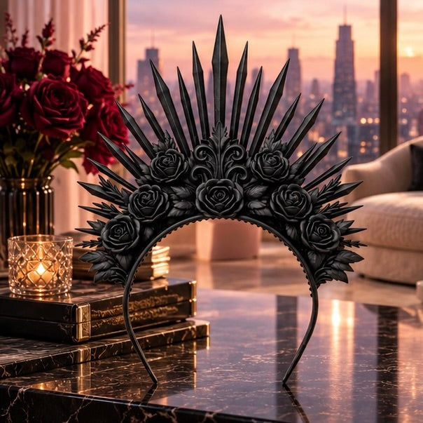 Goth Rose Crown Gothic Floral Headdress Headpiece
