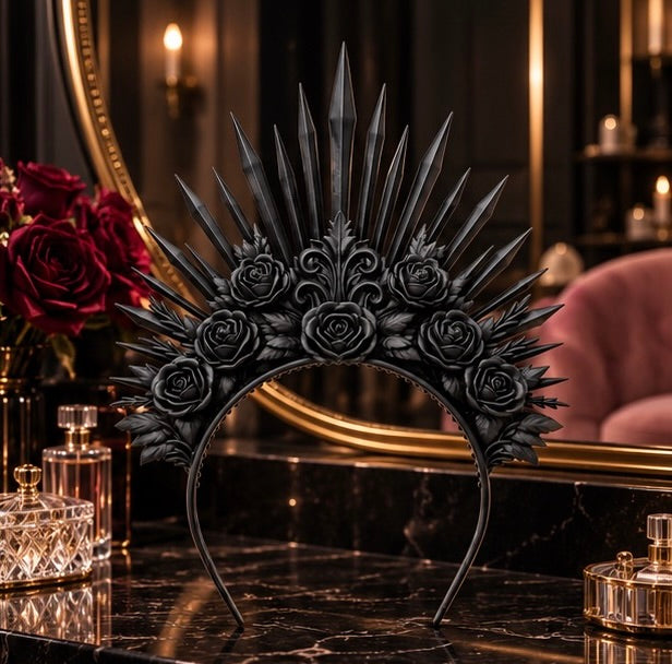 Goth Rose Crown Gothic Floral Headdress Headpiece
