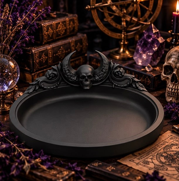 Skull Crescent Moon Jewelry Tray Gothic Trinket