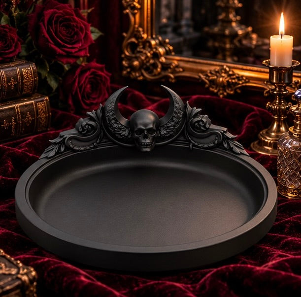 Skull Crescent Moon Jewelry Tray Gothic Trinket