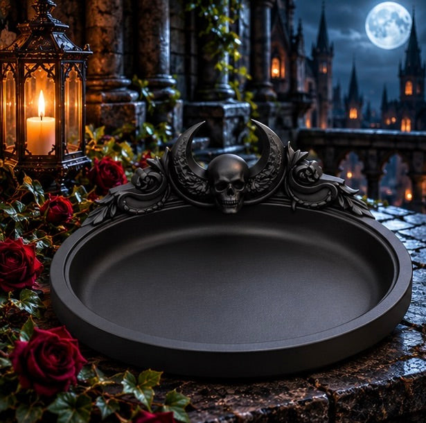 Skull Crescent Moon Jewelry Tray Gothic Trinket