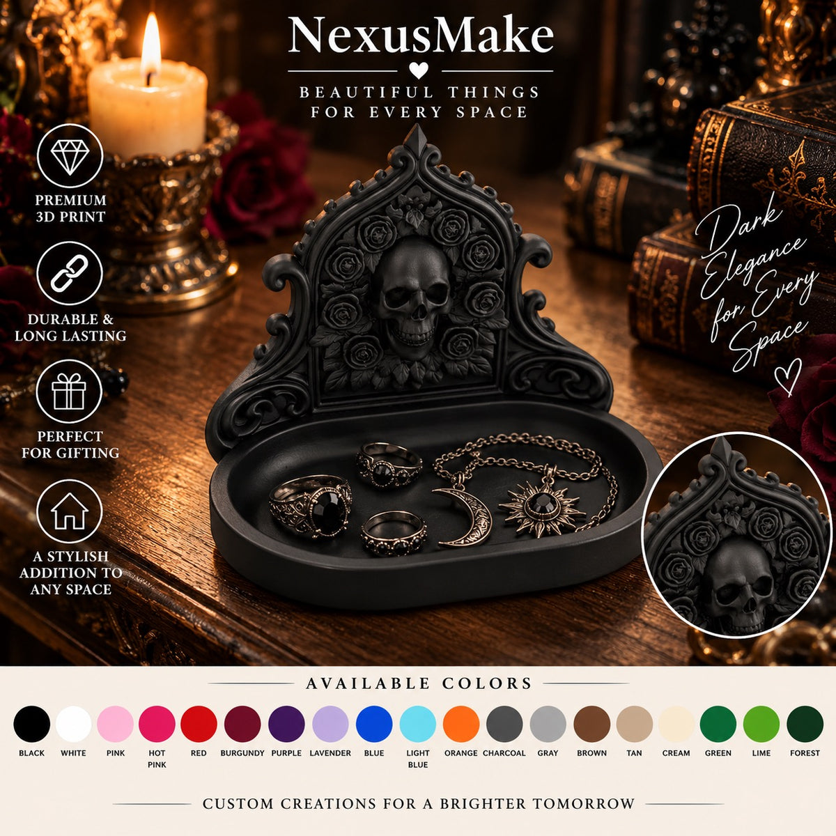 Gothic Skull Wall Decor Ornamental Jewelry Holder