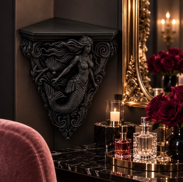 Goth Mermaid Corner Wall Shelf Gothic