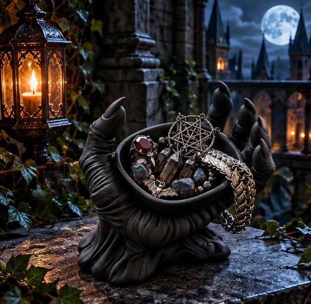 Witch Hand Jewelry Holder Gothic Trinket Tray Dark