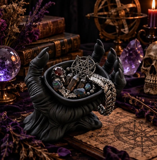 Witch Hand Jewelry Holder Gothic Trinket Tray Dark