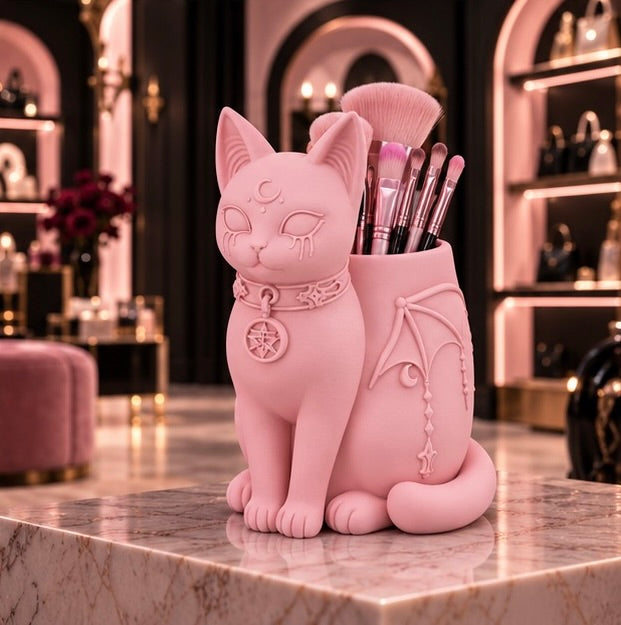 Pastel Goth Gothic Cat Makeup Holder Witchy Cat