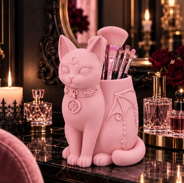 Pastel Goth Gothic Cat Makeup Holder Witchy Cat