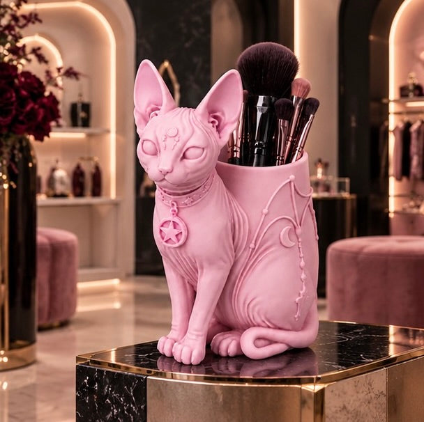 Pastel Goth Gothic Sphynx Cat Makeup Brush Holder