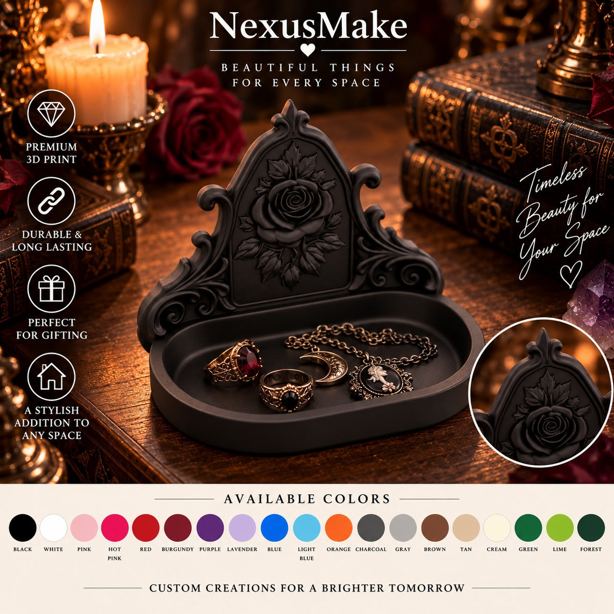 Gothic Rose Jewelry Organizer & Catchall Tray