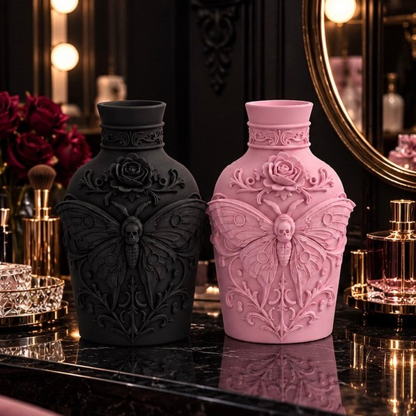 Gothic Skull Moth Decorative Bottle Goth