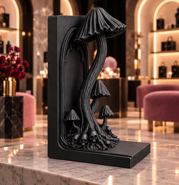 Gothic Mushroom Bookend Goth Shelf Decor