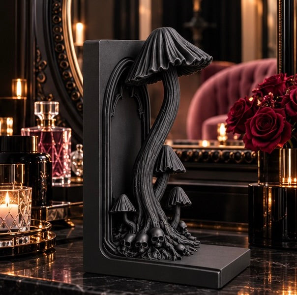 Gothic Mushroom Bookend Goth Shelf Decor