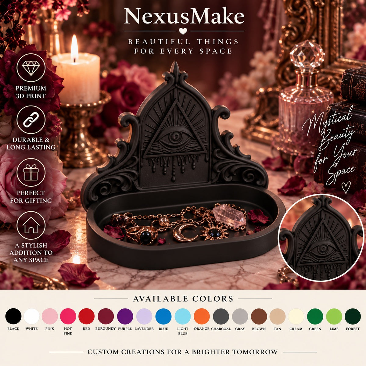 Gothic All Seeing Eye Masonic Jewelry Organizer