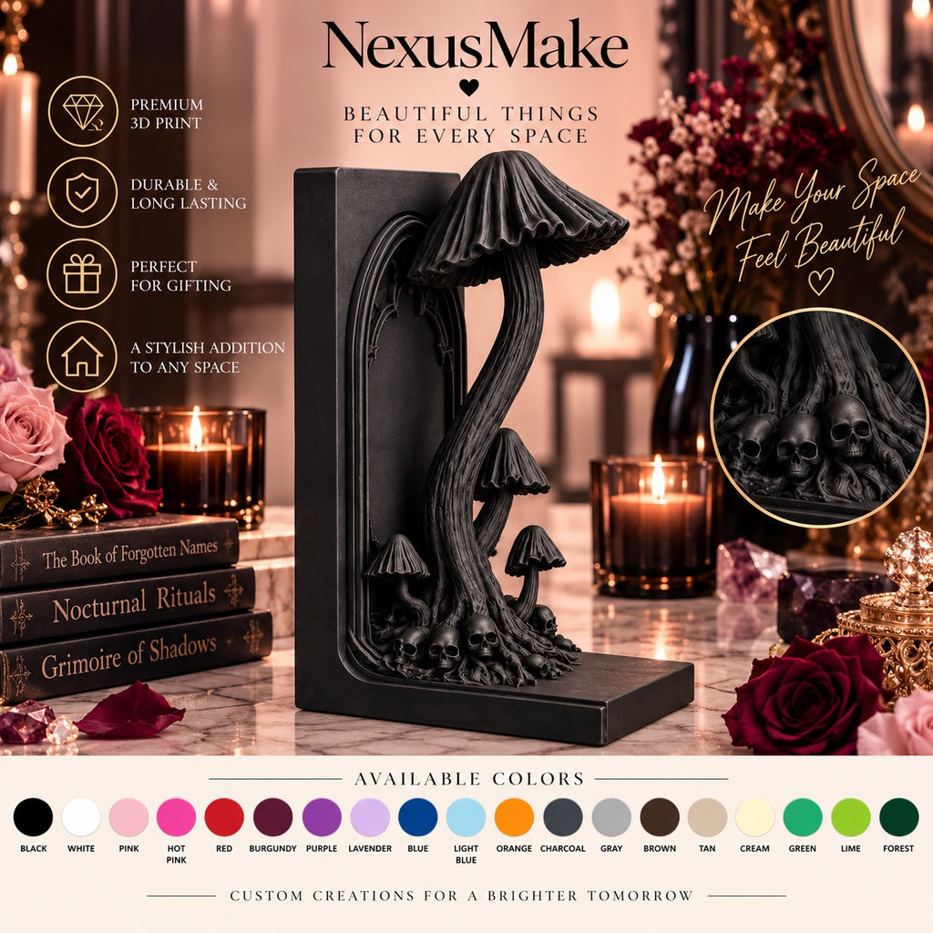 Gothic Mushroom Bookend Goth Shelf Decor