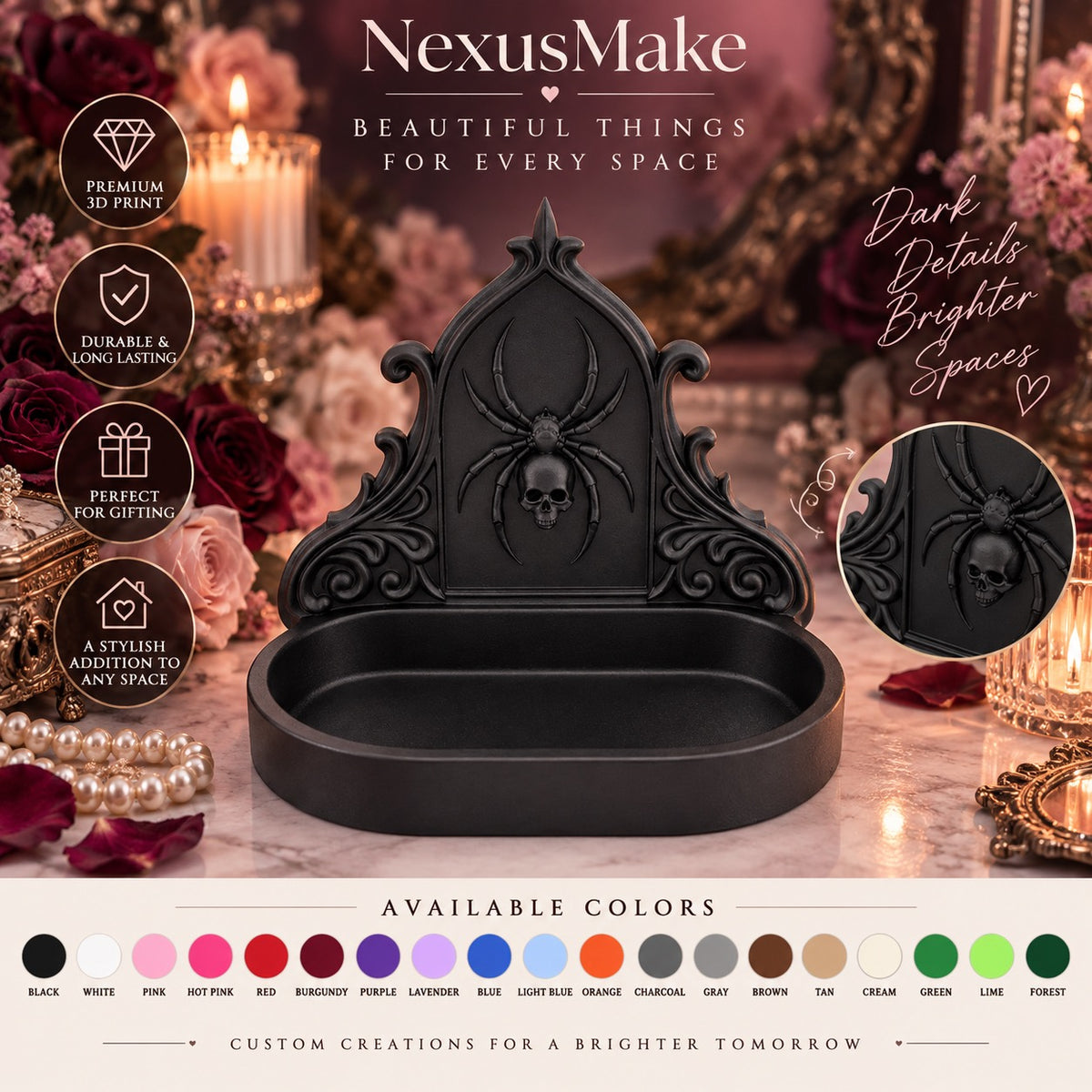 Gothic Spider Jewelry Organizer & Catchall Tray