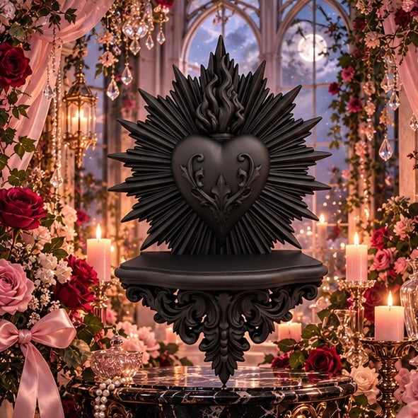 Sacred Heart Baroque Wall Shelf Dark Home Ornament