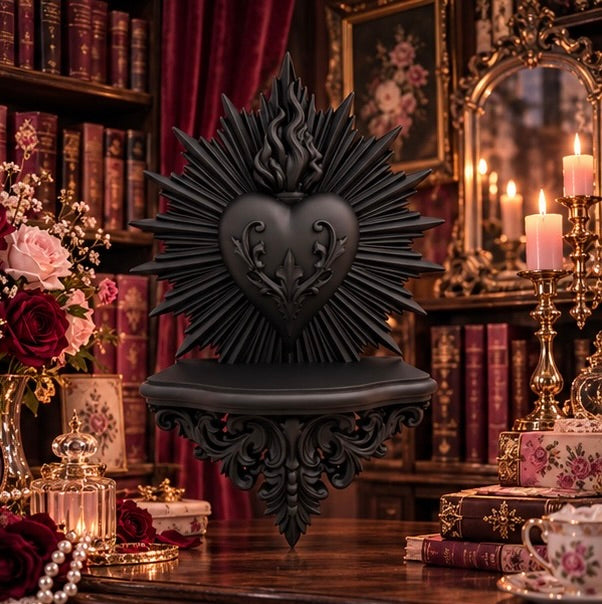 Sacred Heart Baroque Wall Shelf Dark Home Ornament