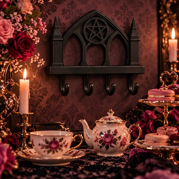 Gothic Pentagram Wall Key Holder Cathedral Rack