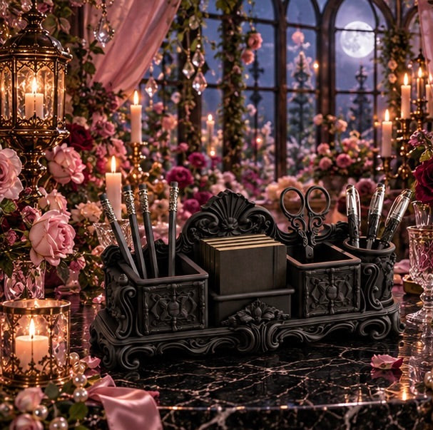 Gothic Desk Organizer Baroque Pen Holder