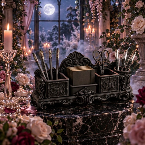 Gothic Desk Organizer Baroque Pen Holder