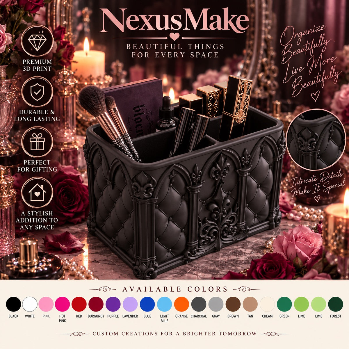 Goth Makeup Organizer Gothic Vanity Storage