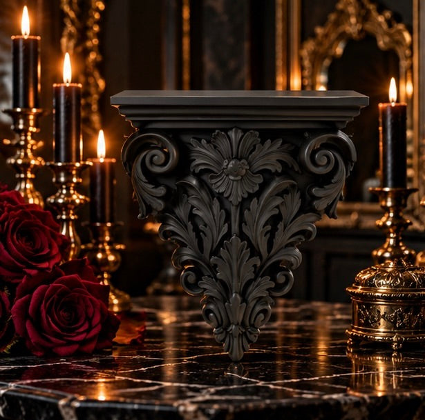 Baroque Gothic Corner Shelf - Acanthus Leaf Decor