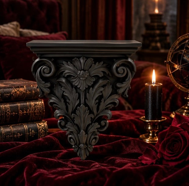 Baroque Gothic Corner Shelf - Acanthus Leaf Decor