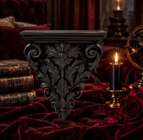 Baroque Gothic Corner Shelf - Acanthus Leaf Decor