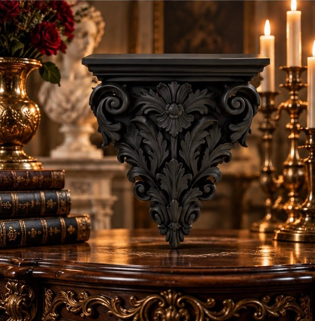 Baroque Gothic Corner Shelf - Acanthus Leaf Decor