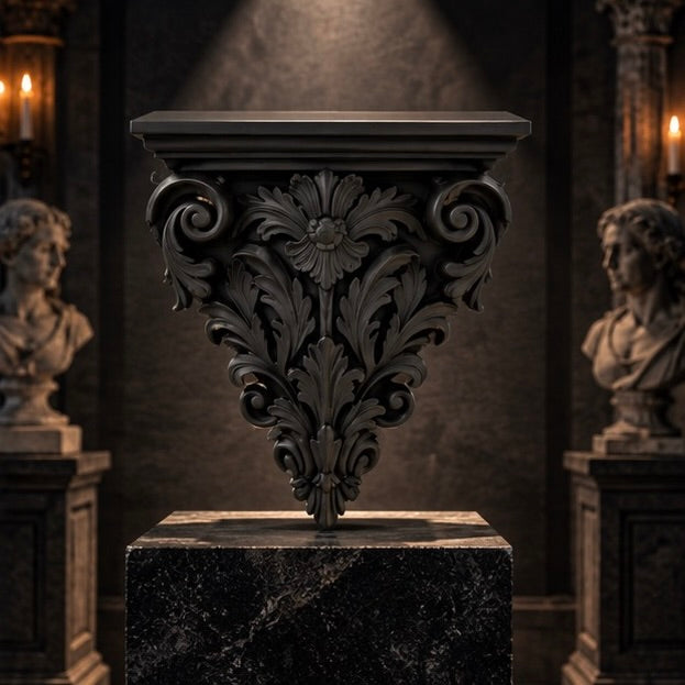 Baroque Gothic Corner Shelf - Acanthus Leaf Decor