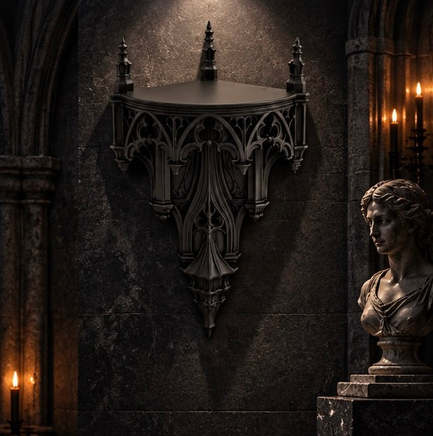 Grand Gothic Cathedral Corner Shelf High Victorian