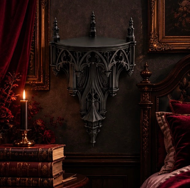 Grand Gothic Cathedral Corner Shelf High Victorian
