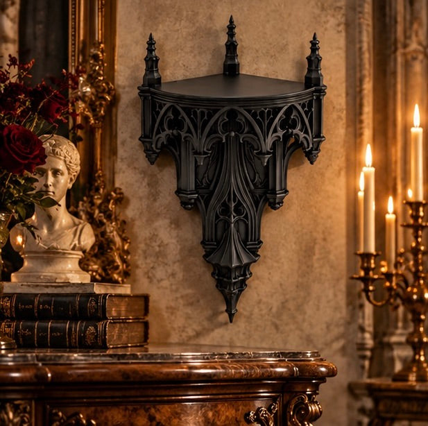 Grand Gothic Cathedral Corner Shelf High Victorian