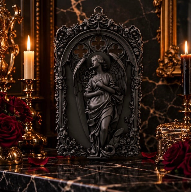 Gothic Angel Sorrow Relief - Cathedral Wall Plaque