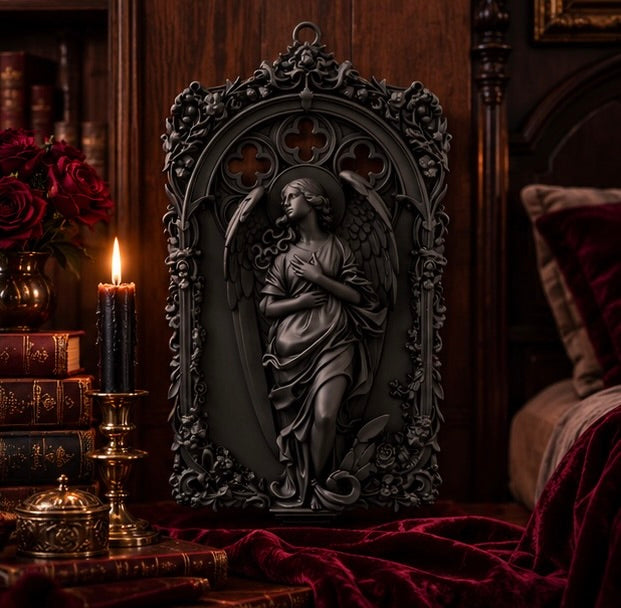 Gothic Angel Sorrow Relief - Cathedral Wall Plaque