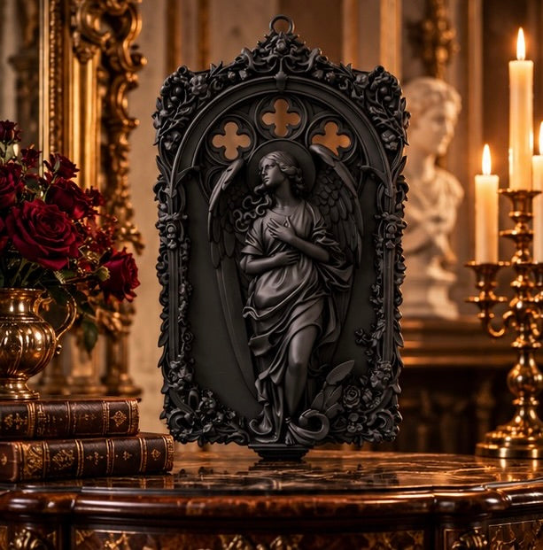 Gothic Angel Sorrow Relief - Cathedral Wall Plaque
