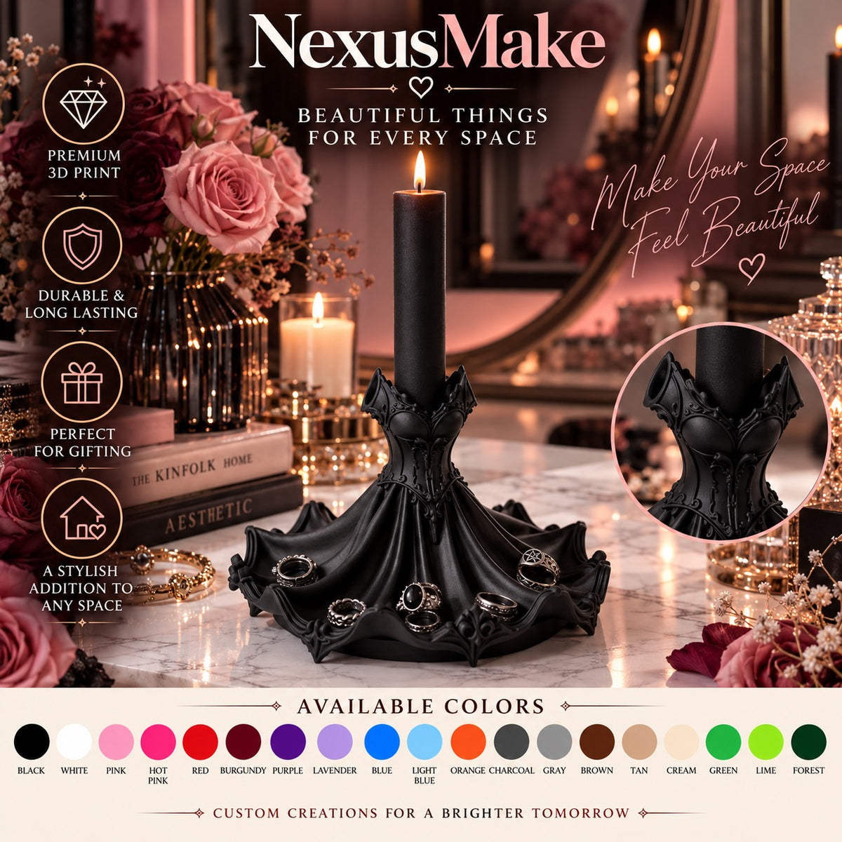 Goth Dress Candle Holder Organizer