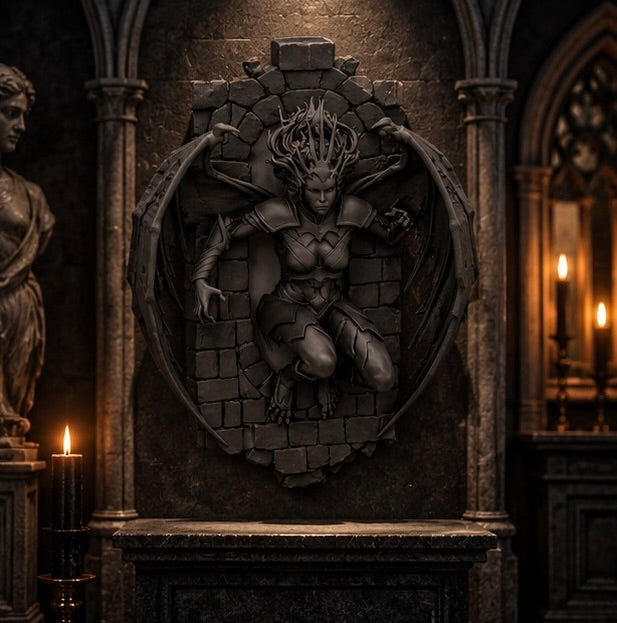 Gothic Harpy Portal Relief Mythological Creature