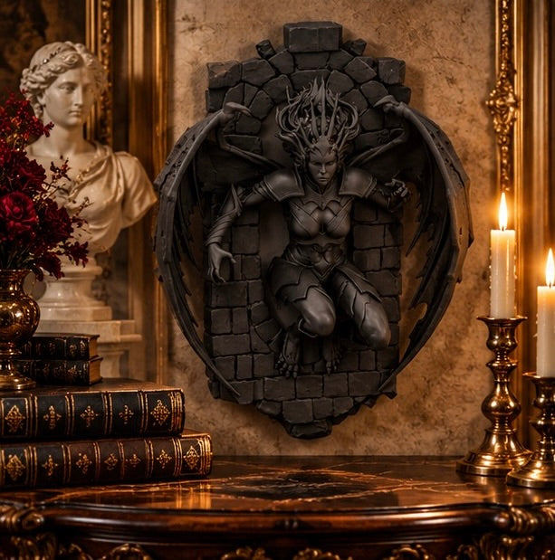 Gothic Harpy Portal Relief Mythological Creature