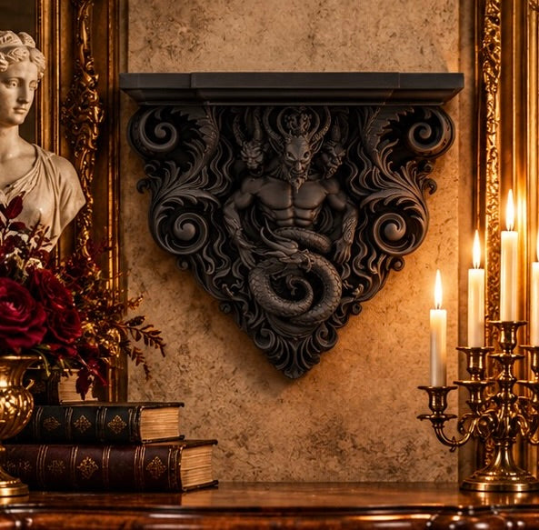 Demon Serpent Corner Shelf Infernal Baroque Decor
